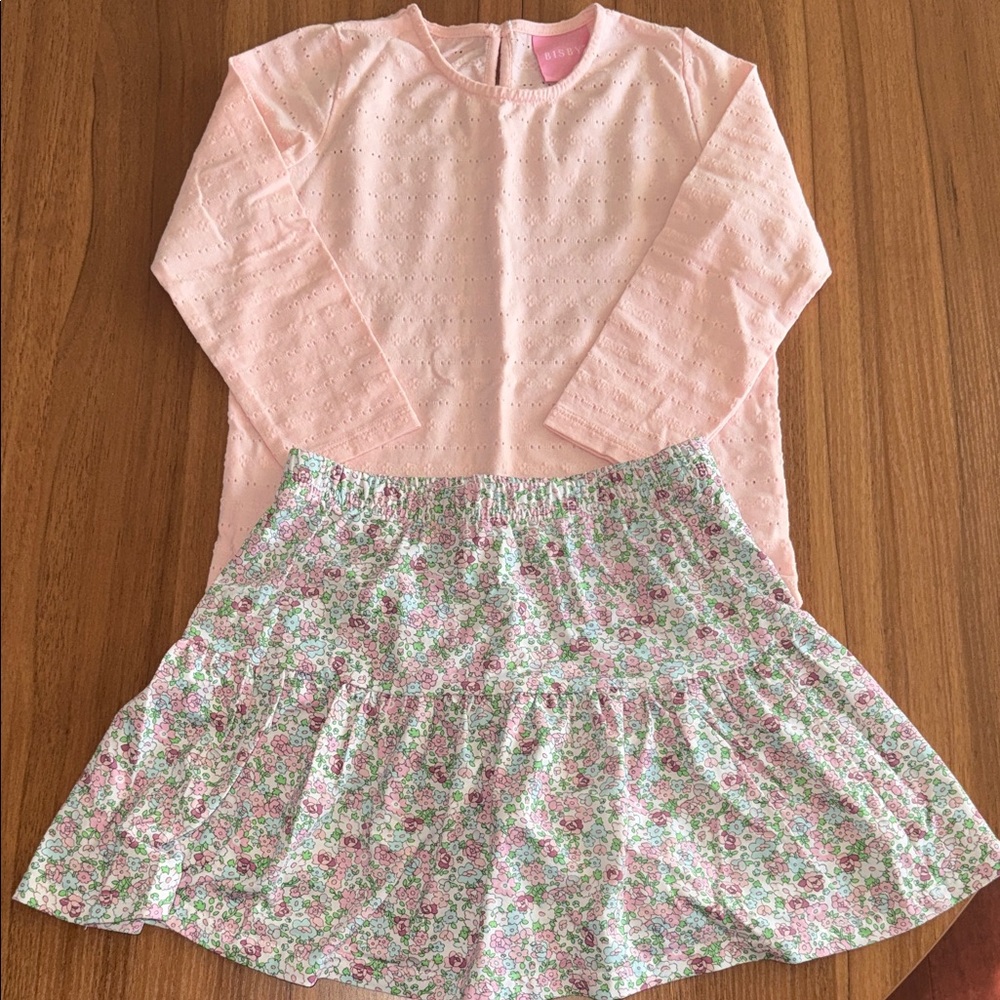 Lovely Pink Floral Kids Skort Set